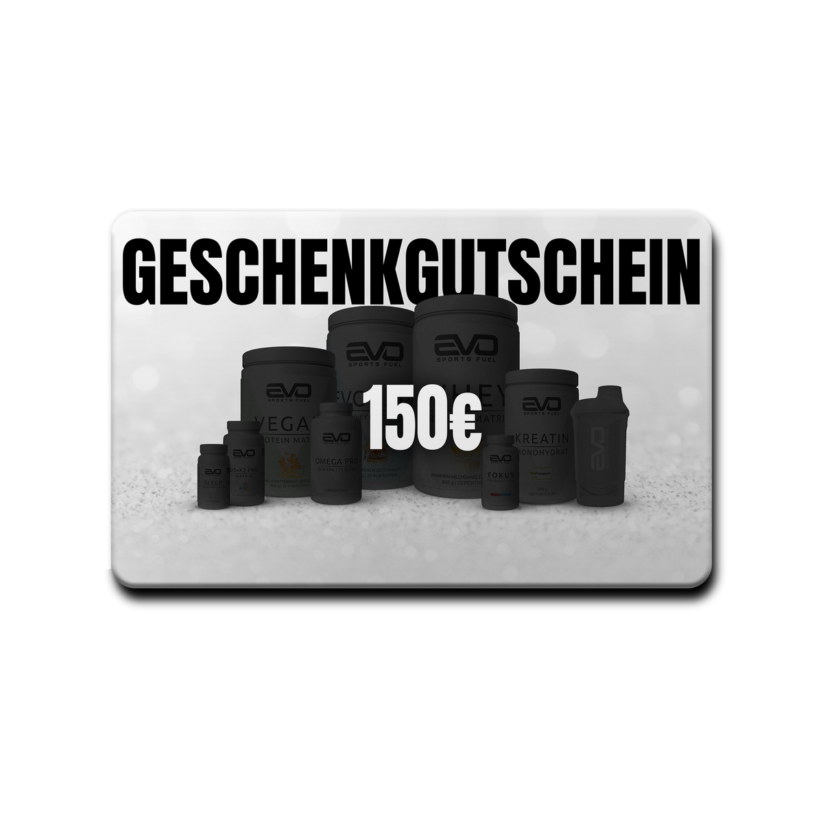 EVO SPORTS FUEL 150 € Geschenkgutschein – für Supplements, Sportnahrung & Equipment