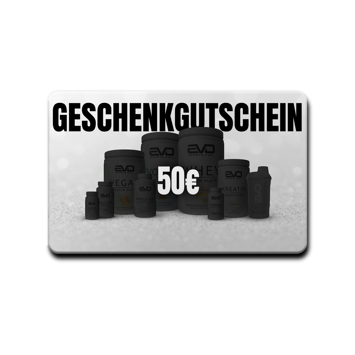 EVO SPORTS FUEL 50 € Geschenkgutschein – flexibel einlösbar im Onlineshop