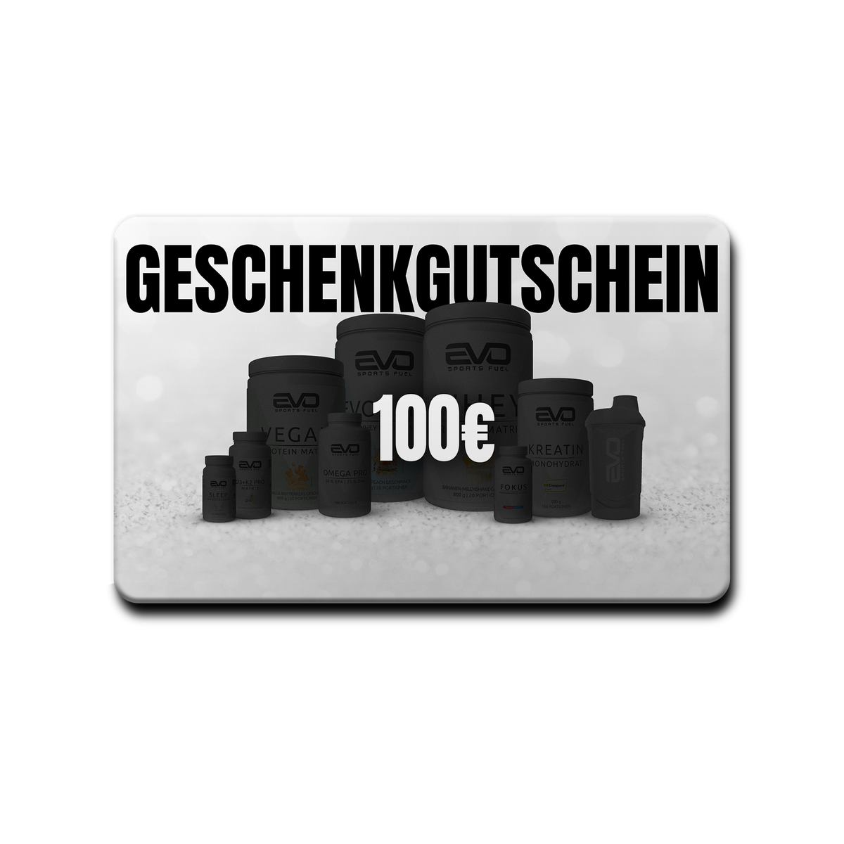 EVO SPORTS FUEL 100 € Geschenkgutschein – digitale Geschenkoption für Sportbegeisterte
